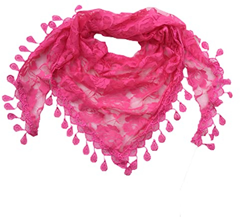 JK Home Écharpe Triangle Femme 148x48cm Foulard Floral W:Rouge Carmin