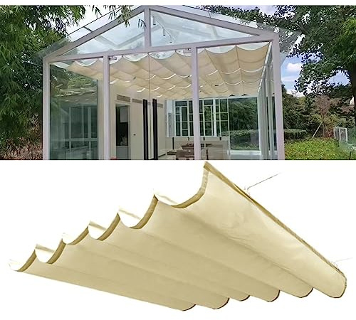 Außen-Pergola Regenfest, Glashaus-Vordach Schattige Abdeckung, Veranda Einziehbar Schiebedraht-Sonnensegel Markise Für Hinterhof-Terrasse, Alle Komponenten (Farbe : Weiß, Größe : 3x5m)