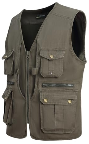 MeiLayM Hombres Al Aire Libre Chaleco Vintage Casual de Malla Respirable con Múltiples Bolsillos para Pesca Fotografía Caza