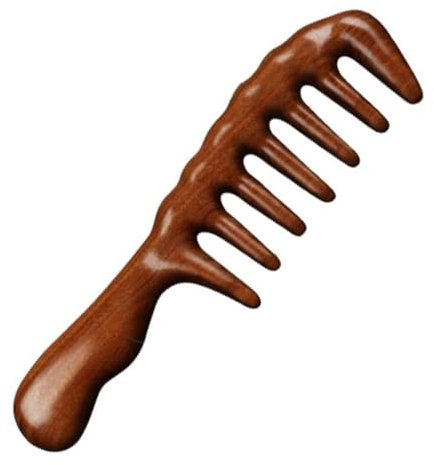 WKRTDY Handgefertigter Sandelholz-Kamm für Naturlocken und lange Haare - Entwirrkamm, breitzahniger Lockenkamm - Antistatisch - Breite: 20cm - 1 Stück, für schonende Pflege und Styling