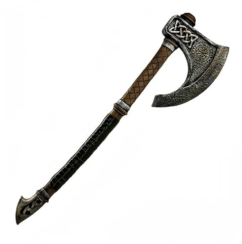 LOOYAR Hache de combat Viking Aegishjalmur Valknut en mousse – Accessoire d'Halloween inspiré de la mythologie nordique