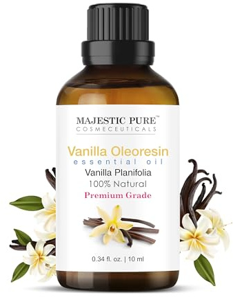 Majestic Pure Vanilla Oleoresin Essential Oil, 10ml Candle Making Scents | 100% Natural Essentials Oils Ideal for Relaxing Tense Mood, Eliminating Odor, Creating Peaceful Atmosphere for Sleep & Work