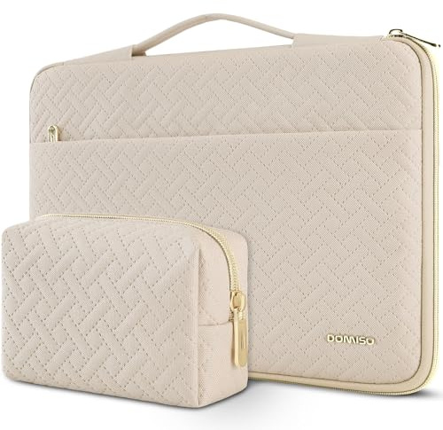 DOMISO Funda para Portatil Ordenador 15.6 Pulgadas,MacBook Pro M4 M3 M2 2025/Pro MAX,Protección Bolsa para 15-16 Pulgadas Lenovo,HP,DELL,ASUS Chromebook,Laptop PC Case Sleeve con Asa,Beige