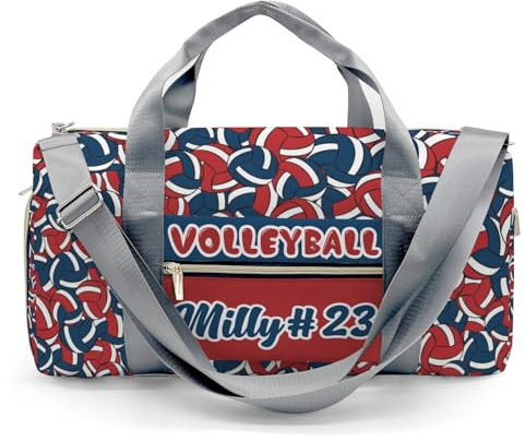 Personalized Name Sports Player Duffel Bags Navy Red Volleyball Sports Travel Perform Training Casual Bag