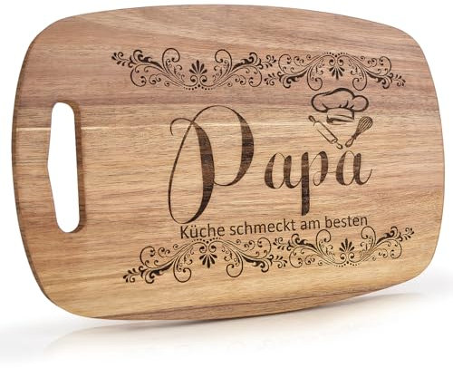 tiosggd Regalos para papá, tabla de cortar tallada de madera, regalo de cumpleaños para papá, ideas de regalo para papá de hijo e hija, tabla de desayuno tallada para papá