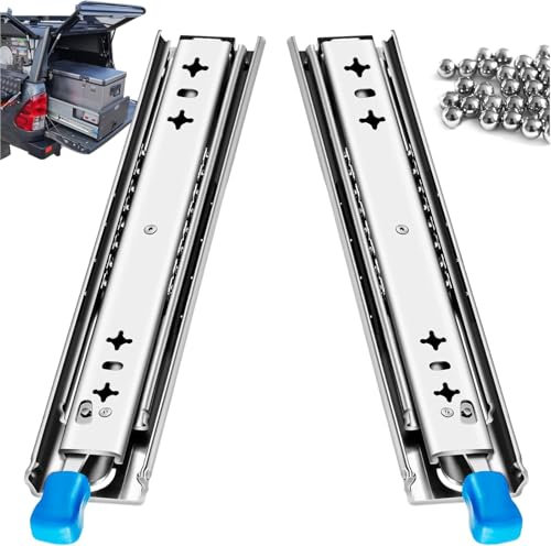 TINMAGI Guias para Cajones de Alta Resistencia, Extensión Completa 600mm Hasta 120kg, Correderas de Cajón con Cerradura y Rodamiento de Bolas, Pesado Rieles Montaje Lateral 1 Par (2 Piezas)