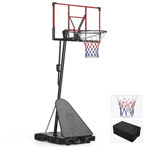 VIWAT Basketball Hoop Outdoor 4.4-10FT Adjustable Kids Basketball Hoop Indoor Basketball Goal 45’’PC Shatterproof Backboard Portable Toddler Basket Ball Hoop for Kids/Adult Basketball Accessories Net