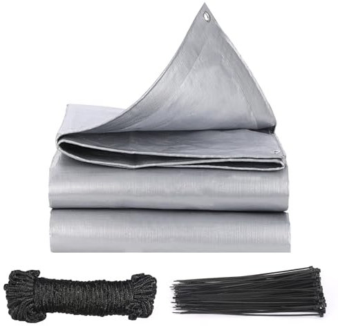 Bâche de Protection 2x3m, Bâche de Protection avec œillets Bâche de Tente étanche avec 10 Mètres de Corde et 100 Attaches-câbles en Nylon, Convient pour Les Tentes de Camping