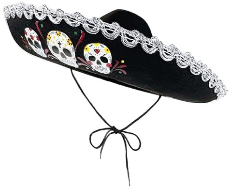 CAZSTYK Chapeau mexique respirant pour enfants avec motif tête de mort pour un confort et un soleil Sombrero Hat DiaDe Muertos Dia De Muertos