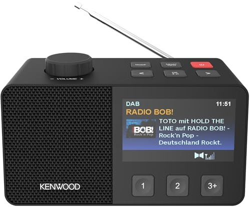Kenwood CR-M70DAB Radio Dab+/FM con ASA, Pantalla IPS 4,3, Bluetooth 5.3, Dual Alarm & Sleep, USB MP3, Jack 3,5 mm, Easy Mode, Altavoz 5 W – Negro