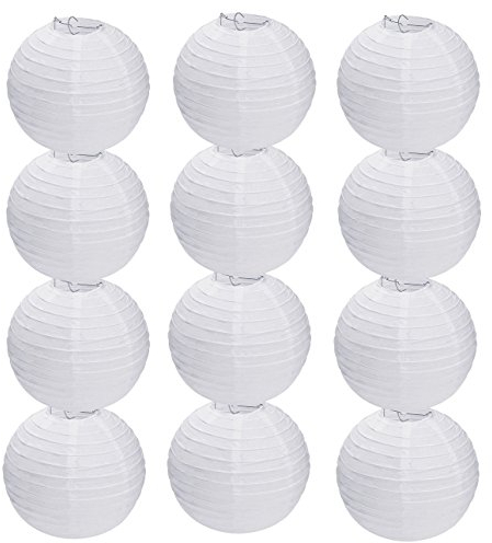 Tmade 12 Pack 12 White Paper Lanterns for Birthday Baby Shower Wedding Party Garden Home Decoration