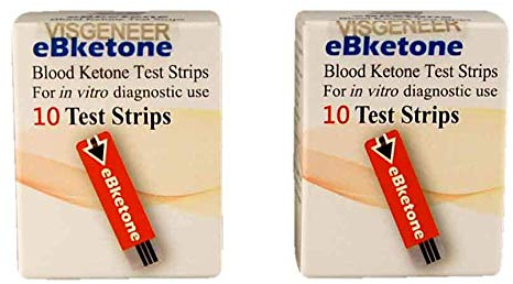 20 tiras para medición de la cetona en sangre, compatibles con el medidor eBketone
