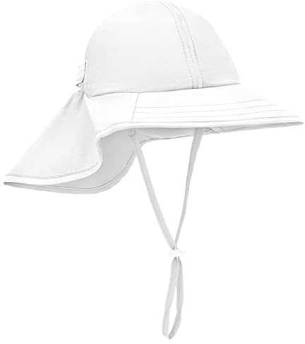 Zelda Matilda Sunhat Infant Toddler & Kids Summer Water Flap Baby Swim hat UPF 50 Boy & Girl Beach (US, Age, 6 Months, 24 Months, White)