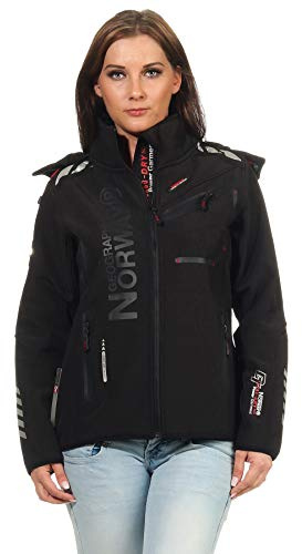 Geographical Norway Rose & Tansy softshelljacka för kvinnor, funktionell utomhusjacka, ventilerande, vindtät, vattenavvisande för kvinnor, Ros – svart, M