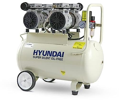 Hyundai 50 Litre Air Compressor, 11CFM/100psi, Oil Free, Low Noise, Electric 2hp 230v Direct Drive, Lightweight, 11CFM/ 300 litres per Minute with 2 Year Warranty