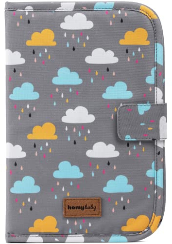 HOMYBABY® Protège carnet de santé - Couverture carnet de santé bébé - Protege carnet de santé bebe garcon - Pochette carnet de santé - Pochette de voyage pour papiers (Clouds)