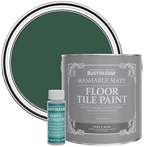 Rust-Oleum Green Washable Matt Floor Tile Paint - Pinewoods 2.5L