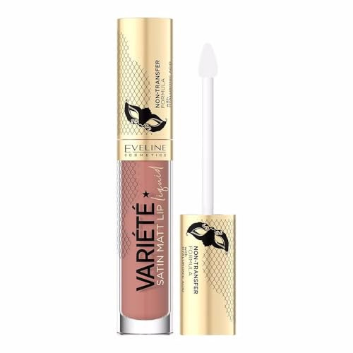 Eveline Cosmetics Variété Long-Lasting Liquid Lipstick with Hyaluronic Acid - No. 02 | Smudge-Proof, Hydrating, Vegan Formula with Matte Finish and Chocolate Scent