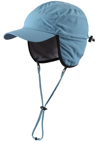 Magracy Outdoor-Baseballkappe für Herren, wasserdicht, Wintermütze mit Ohrenklappen, blau, L