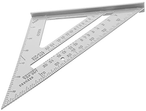 Escuadra de Viga de Aleación de Aluminio de 7 Pulgadas, Escuadra de Carpintero Multifuncional con Escala Transparente, Herramienta Liviana Fácil de Colocar para Carpintería (Plata)