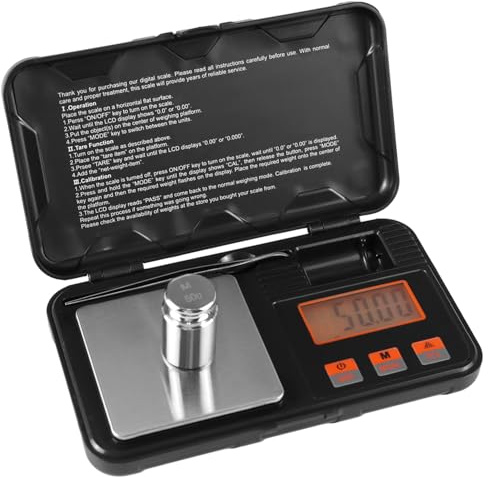 QWORK® Báscula de Precisión 200 g x 0,01 g - Báscula de Bolsillo Portátil para Alimentos y Joyas- Unidades múltiples, función de tara, pantalla LCD, plataforma de acero inoxidable