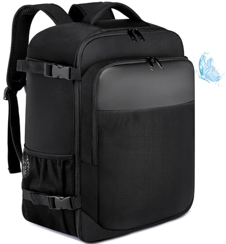 Poligono Zaino Ryanair 40x20x25 da Viaggio - Bagaglio a Mano Donna Uomo, 14 Pollici Impermeabile con Porta USB, Porta PC per Scuola Trekking Lavoro, Nero
