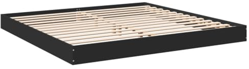 vidaXL Bettgestell, Bett Doppelbett für Schlafzimmer, Bettrahmen mit Lattenrost, Schlafzimmerbett Modernes Design, Schwarz 180x200cm Holzwerkstoff