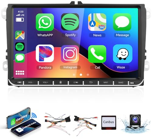 2G+64G Autoradio Android 15 für VW Golf 5 6 Passat Jetta Caddy EOS T5 Tiguan Touran CC Polo, 9 Zoll HD Touchscreen Auto Radio mit Wireless Carplay Android GPS Wi-Fi USB Bluetooth FM RDS Rückfahrkamera