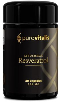 PUROVITALIS Liposomal Resveratrol 250mg, 30 Portionen (30 Vegane Kapseln), Trans-Resveratrol Antioxidans Ergänzungsmittel