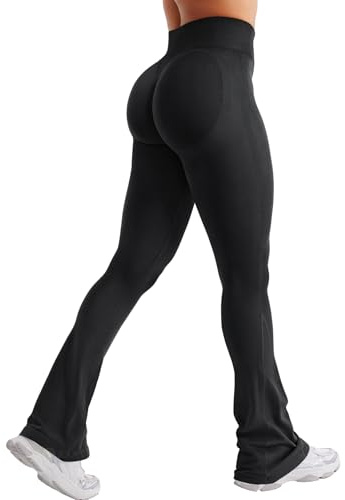 ZAAYO utsvängda osynliga scrunch leggings dam utsvängda sportleggings hög midja bootcut gym yoga workout leggings