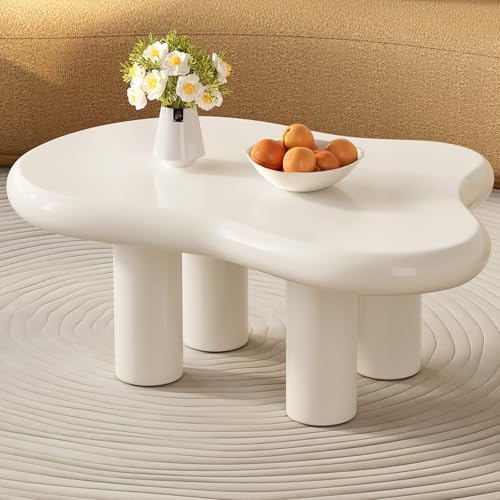 Guyii Table Basse Nuage Blanche 90 cm, Forme Organique Irrégulière