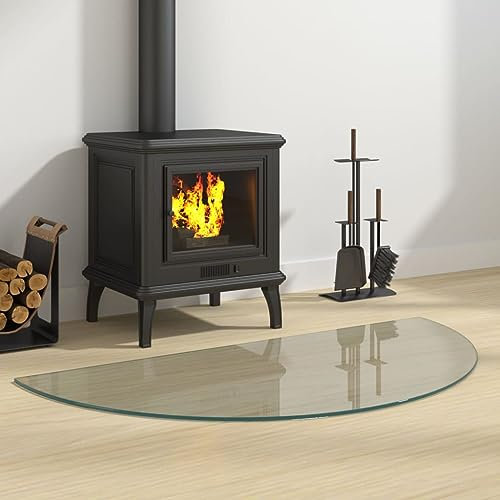 Hardware, Baumaterialien, Glas-Kamin Glasplatte, halbrund, 1000 x 500 mm