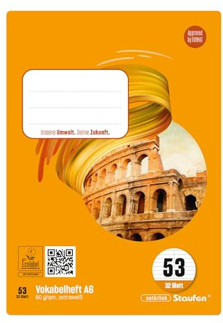 Staufen Style Cuaderno de ejercicios de vocabulario - 5 cuadernos, 32 hojas cada uno, DIN A6, regla tamaño 53 (vocabulario con línea central), papel de 80 g/m²