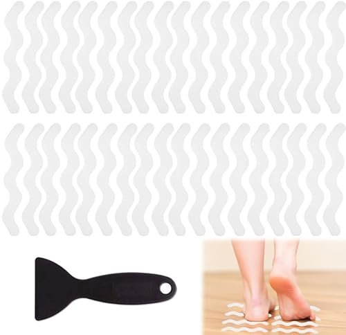 Azlanway Transparent Anti Slip Bath Stickers for Shower and Bathtub, 36 Pcs Self-Adhesive Non Slip Safety Grip Pads for Bathroom Floor, Stairs, Wet Surfaces – Durable, Invisible Traction Treads