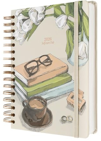 Kokonote Agenda 2026 Dia por Pagina A5 Self Care - Agenda diaria Anual mujer con Anillas - Incluye Pegatinas, Ilustraciones, Marcapáginas y Apartados funcionales