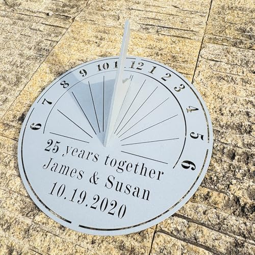 HZYCYYFC Personalized Anniversary Sundial Gift for Couples Custom Engraved Sundial for 10th 20th 25th 30th 40th 50th 60th 70th Wedding Birthday Gifts Outdoor Decoration