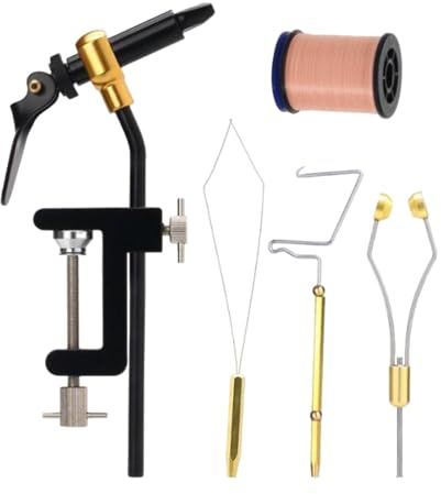 Pegciuho Lot de 5 Outils de Montage de Mouches Professionnels, étau Rotatif, Enfile-, Finisseur de Nœuds, Support de Fil de Canette