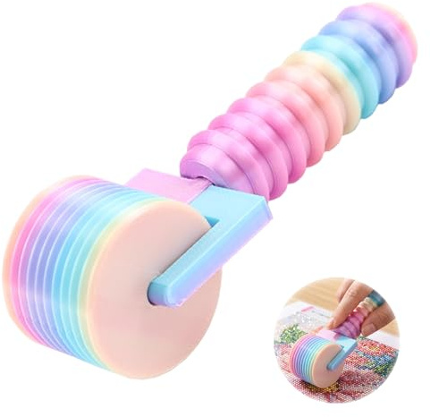 iohsxae Diamond Painting Roller Pressing Tool 5D Art Accessories for Adults Ergonomic Handle Smoothing Aid Rhinestone Embroidery Cross Stitch Mosaic Fixer DIY Craft Kits Supply Rainbow Colour