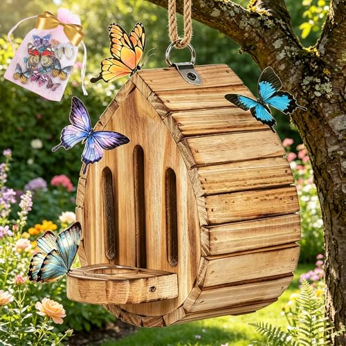 Butterfly House, Butterfly House With Puddler, Teardrop-Shaped Natural Butterfly Habitat With Butterfly Puddler For Outside Butterflies, Moths - Backdoor, Easy To Clean (1PC)