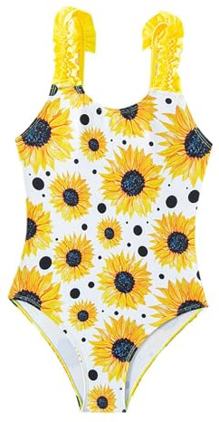 Traje de Baño Entero Unisex para Niñas y Niños Diseño de Playa con para Pequeños Ideal para Verano (Yellow, 7-8 Years)