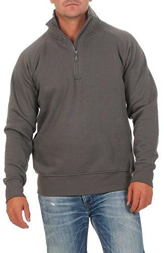 Happy Clothing Herren Troyer Pullover Anthrazit Größe 3XL - Langarm Sweatshirt mit Stehkragen und Reißverschluss - Fleece Innenfutter - 300g/m² Baumwolle/Polyester - Regular Fit Übergrößen bis 5XL