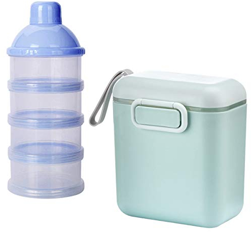 Xiuyer Dispensadores de Leche en Polvo Apilable con 4 Capas & 800ml Portátil Contenedor para Bebé Comida/Formula Milk Powder Caso con Cuchara para Casa Viajar Picnic