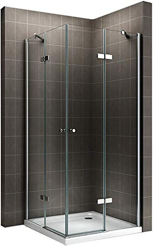 Cabine de douche d'angle 80x80 Hauteur 180 cm verre transparent portes battantes