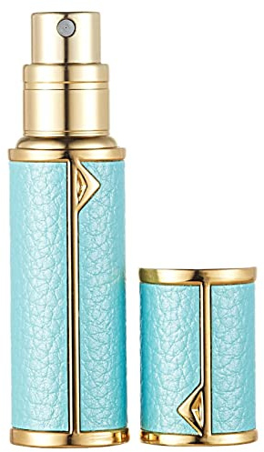 AsaNana Perfume Atomiser, Refillable & Travel Size Perfume Bottle, Leaking Proof,Bottom Pump without Funnel, Luxurious Small women and men, 5ml (Light Blue)
