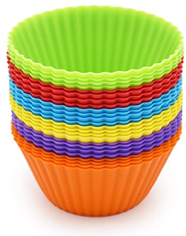 24 Pack Silicone Baking Cups, Reusable Cupcake Liners Molds, Multicolor