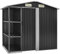 ZEYUAN Garden Shed with Rack Anthracite 205x130x183 cm Iron,Garden Shed, Metal Shed Tool Storage House with Floor Foundation and Lockable Double Doors