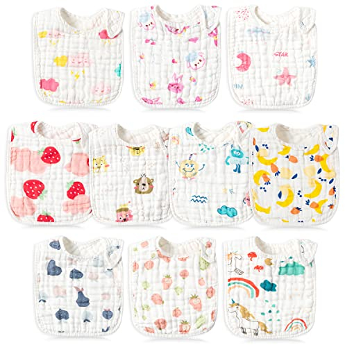 WATINC Baby Lätzchen Unisex Set Baby Lätzchen mit Klettverschluss für Jungen & Mädchen Baumwolle Fütterung Lätzchen Abwaschbar und wasserdicht für Kinderlätzchen Baby Dusche Geburtstagsgeschenk