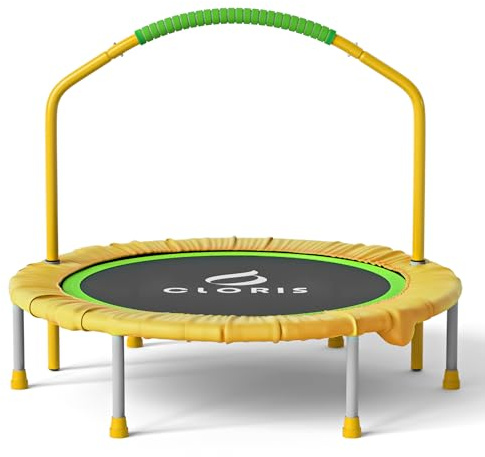 CLORIS 38'' Foldable Fitness Trampoline - Max Load 220lb, Rebounder with Adjustable Foam Handle Indoor/Outdoor Fitness Body Exercise (Yellow)