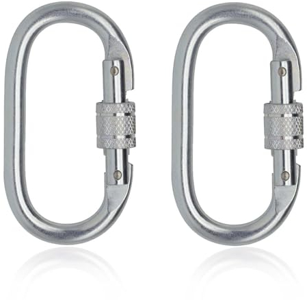 25KN Kletterkarabiner, 2 Stück Karabiner Klettern, O Form Klettern Karabiner Haken, Verriegelnder Karabinerhaken für Camping, Bergsteigen, Silber