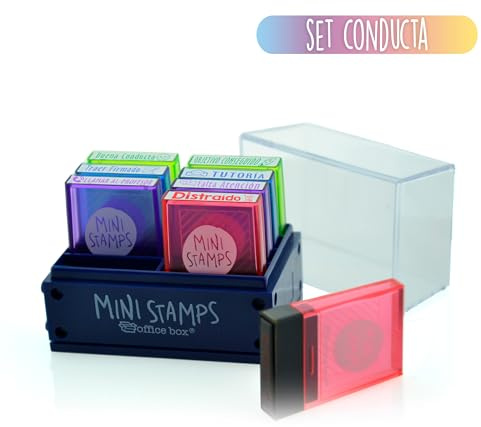 Office Box Pack Conduite - Tampons Motivation Mini Stamps - 8 Titres Didactiques Idéal pour renforcer le comportement et les concepts positifs des élèves - Spécial Professeurs (8 unités Comportement)